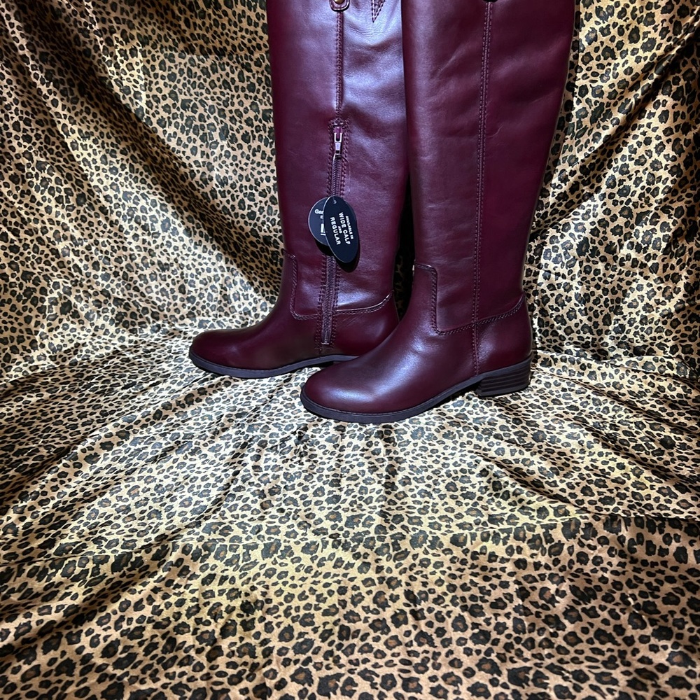 INC International Concepts Boot- Merlot Fawne Round Toe Knee-High Boots